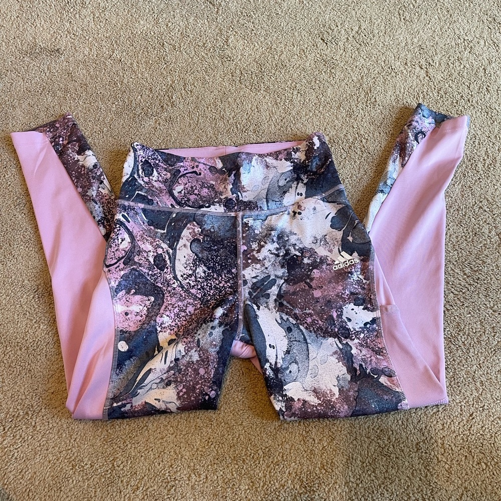 Lavender/blue leggings by Adidas. Size S.